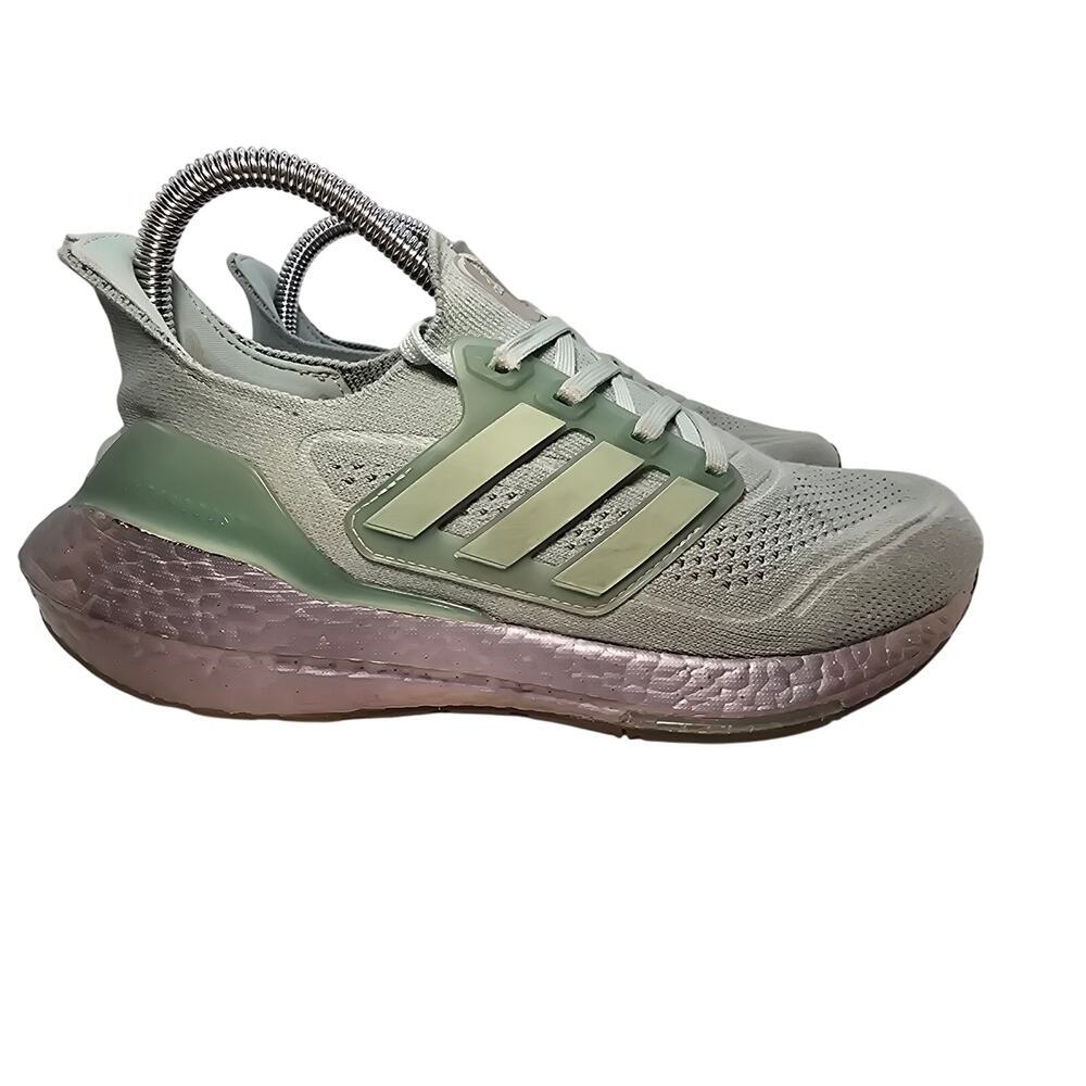Adidas UltraBoost 21 Womens Size 7 Hazy Green Running Sneakers Shoes FY0408
